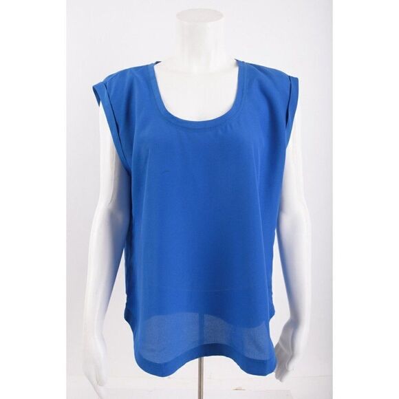 J.Crew Womens Shirt Top Blouse Sz 00 Blue Scoop Neck Polyester F1056 NWT - Picture 1 of 6